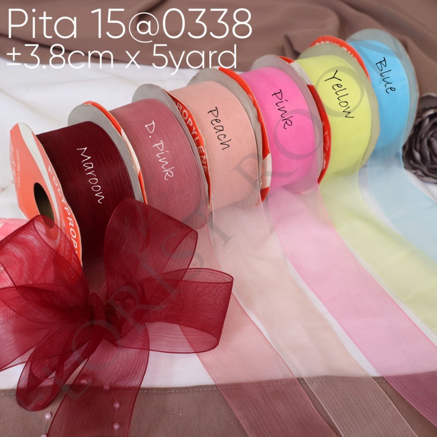 

Pita 15@0338 - ±3.8cm x 5yard - Ribbon - Hampers - Christmas - CNY - Valentine - Imlek - Idul Fitri