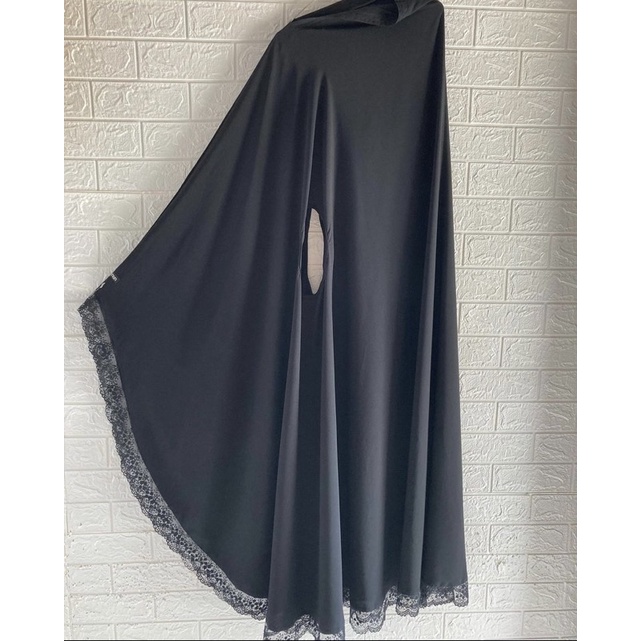 preloved set gamis hanun official hitam minum benang ketarik dikit