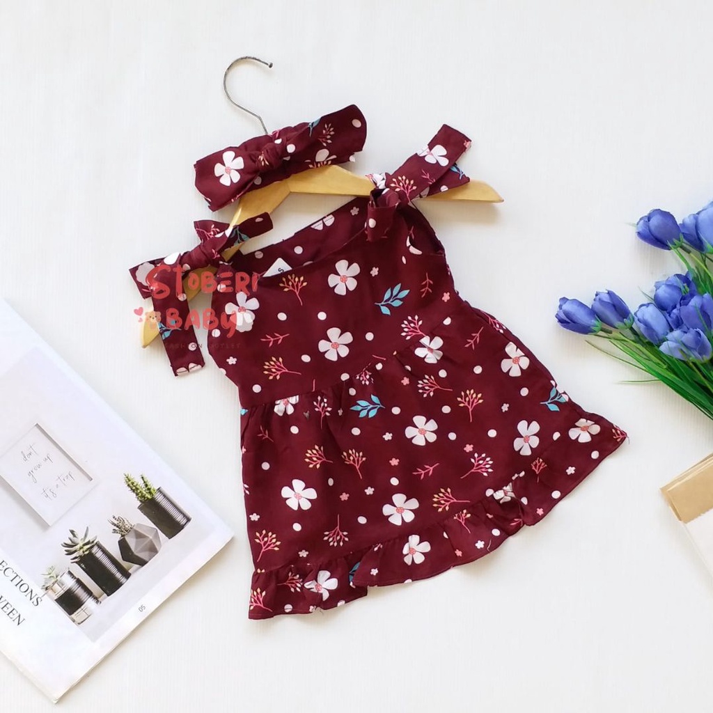 stoberi baby - BBB DRESS MAUREEN dress anak perempuan bayi motif bunga lucu free headband