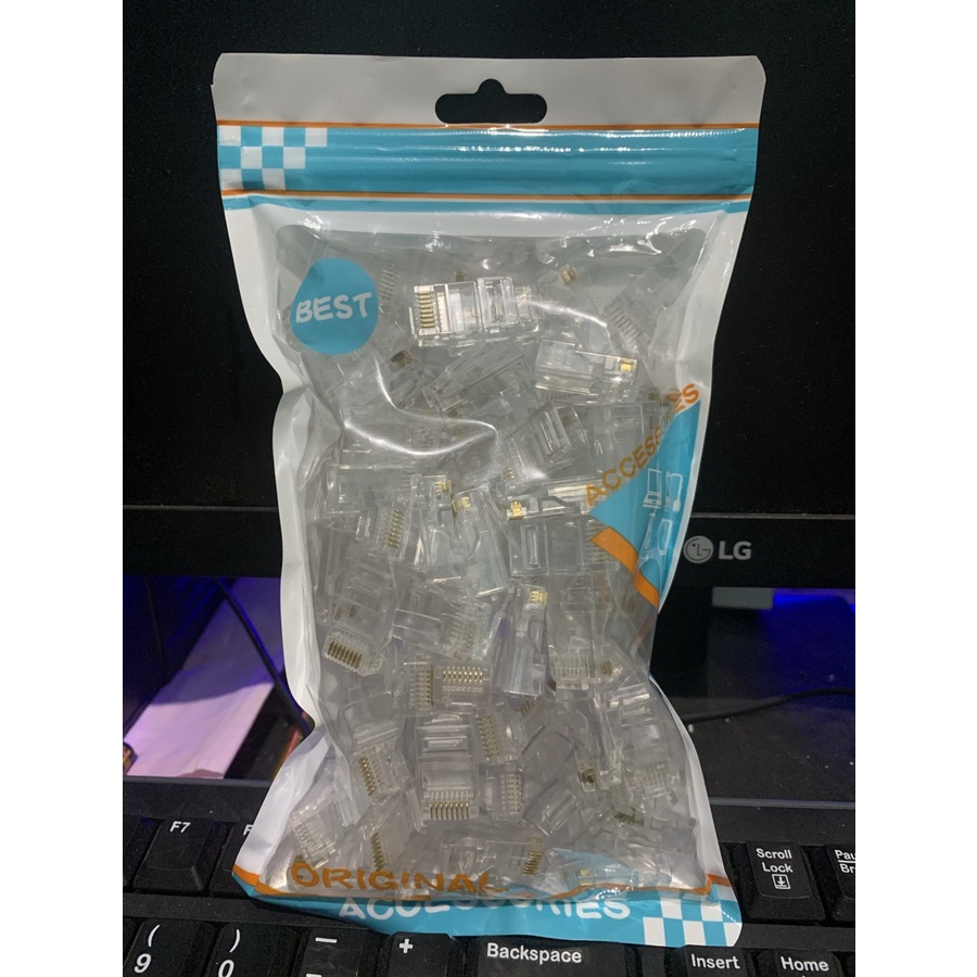 Konektor Rj45 Lan / Rj 45 isi 100 pcs untuk cat5/cat5e Best Quality