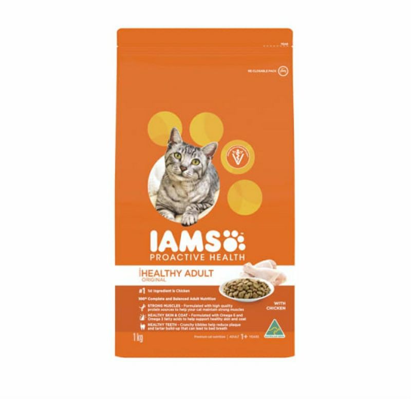 iams makanan kucing rasa ayam 1kg aksesoris perawatan hewan peliharaan