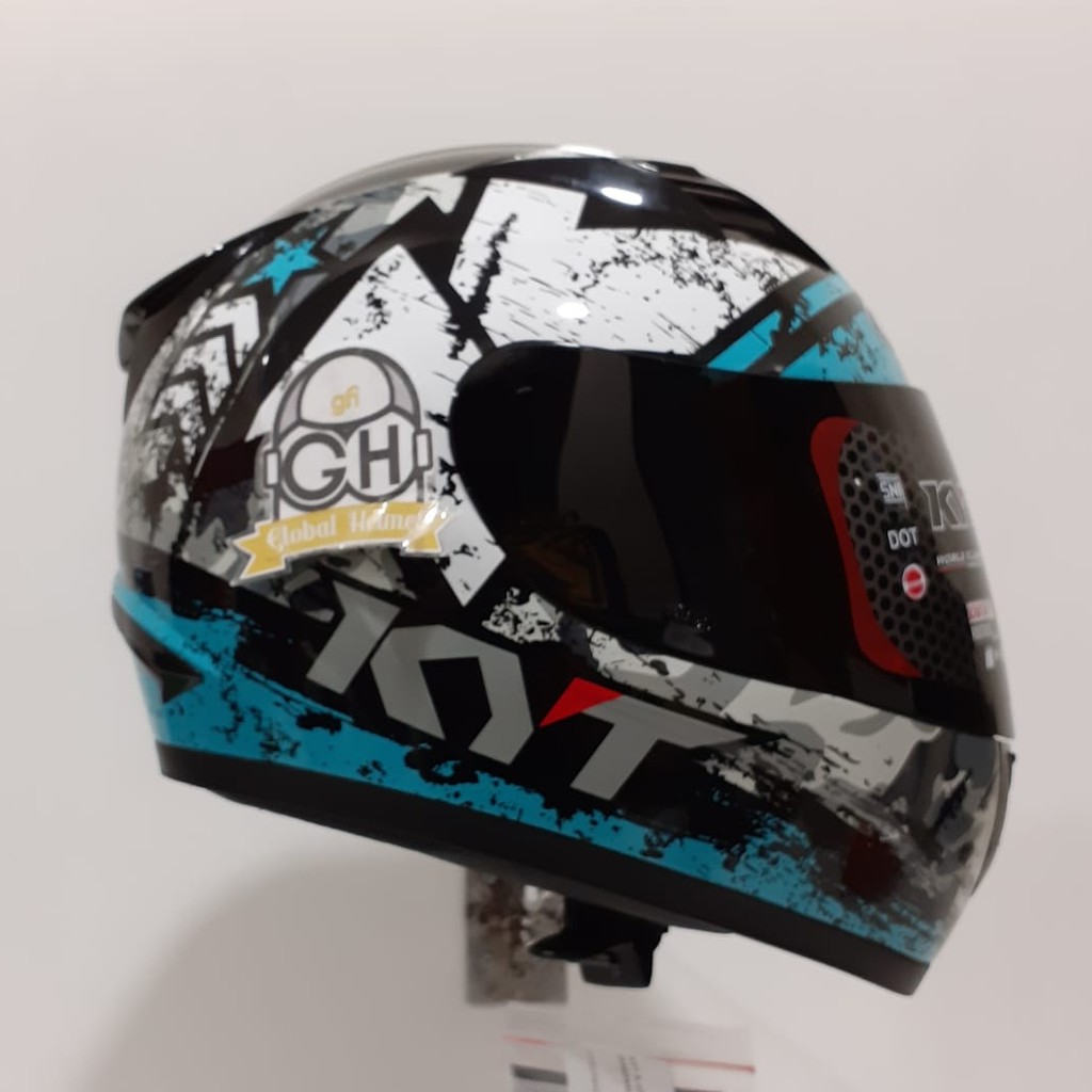 HELM KYT R10 #3 BLACK WHITE BLUE KYT R-10 #3 KYT R-10 SMOKE VISOR