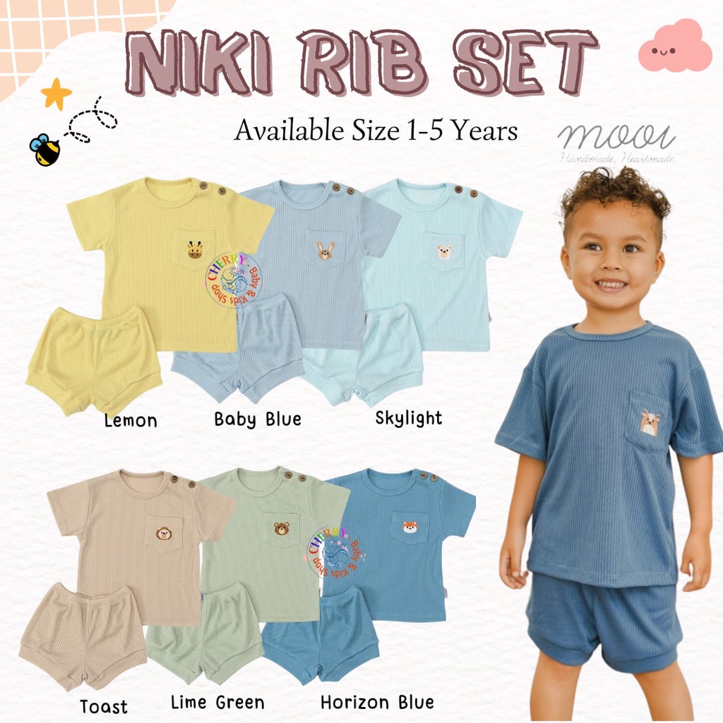 Mooi Setelan Anak Unisex Niki Rib Set CBKS