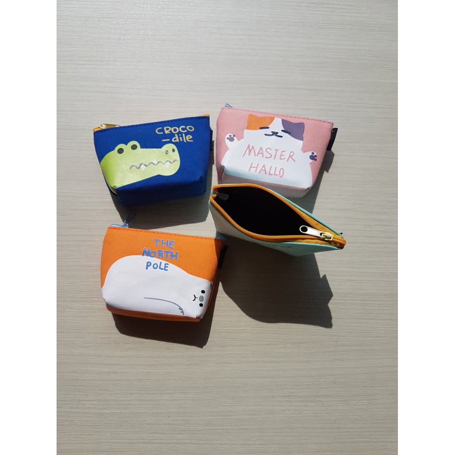 Dompet Koin Kanvas Buaya, Hamster, Beruang Kutub