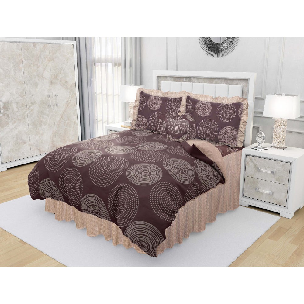 Bed Cover set King 180x200 no1 California Betcover Sprei Rumbai motif CINNAMOON Badcover