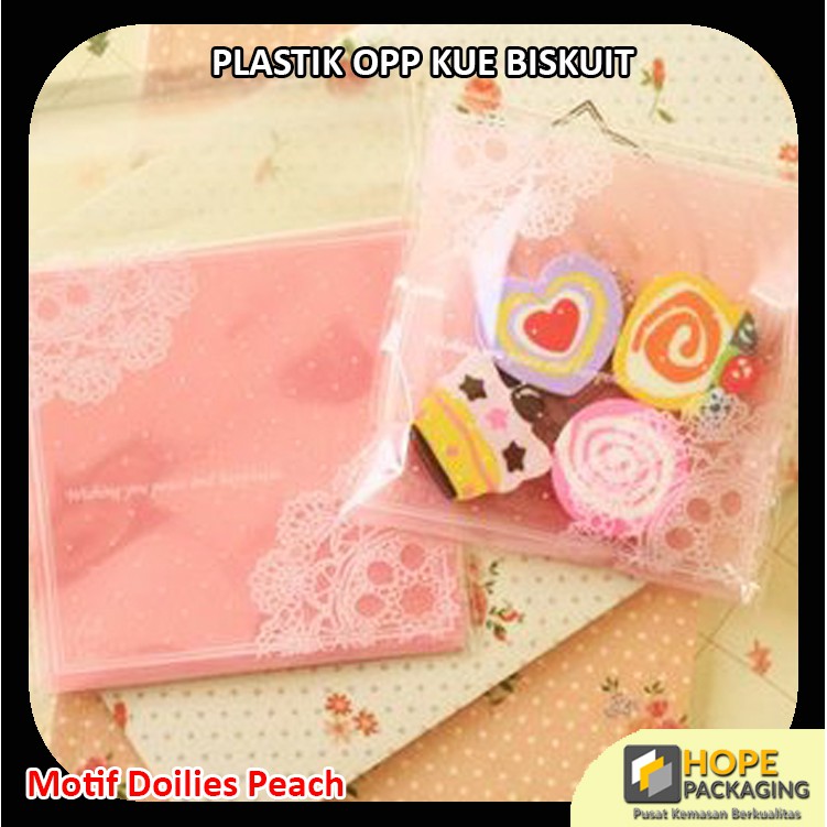 [5 PCS] Plastik OPP Kue Cake Candy Souvenir Aksesoris Cookies Bag Motif Doily Paper Size M dan L