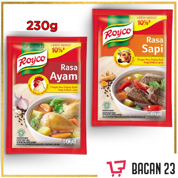 Bumbu Royco (220gr) ( Rasa Ayam - Rasa Sapi) / Bumbu Kaldu Instan Praktis / Bacan 23 - Bacan23