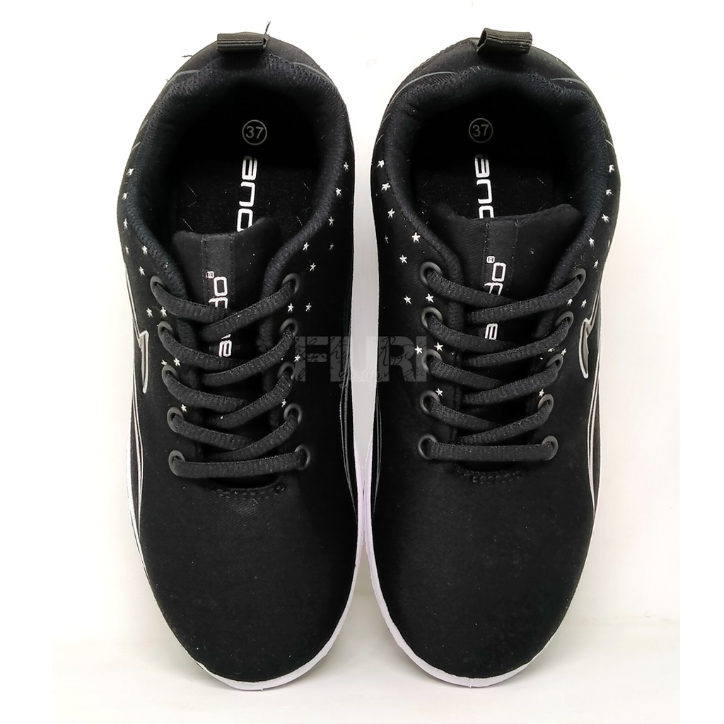 FIURI - Ando Original - HONEY BEE 33-40 Hitam Putih - Sepatu Kets Wanita - Sepatu Sneakers Wanita - Sepatu Olahraga Sport Wanita - Sepatu Casual - Sepatu Jogging Lari Fitness Gym Senam Wanita Cewek - Sepatu Sekolah Bertali SD SMP SMA-4