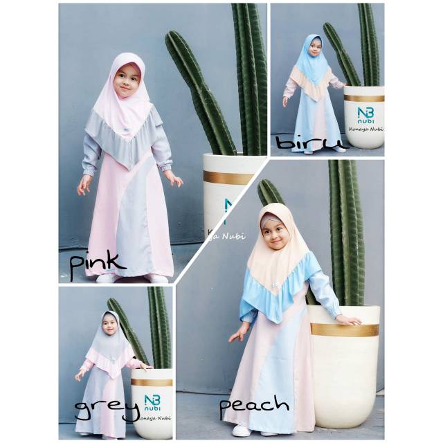 Gamis kanaya nubi/ set gamis Syar�i anak/ setelan gamis