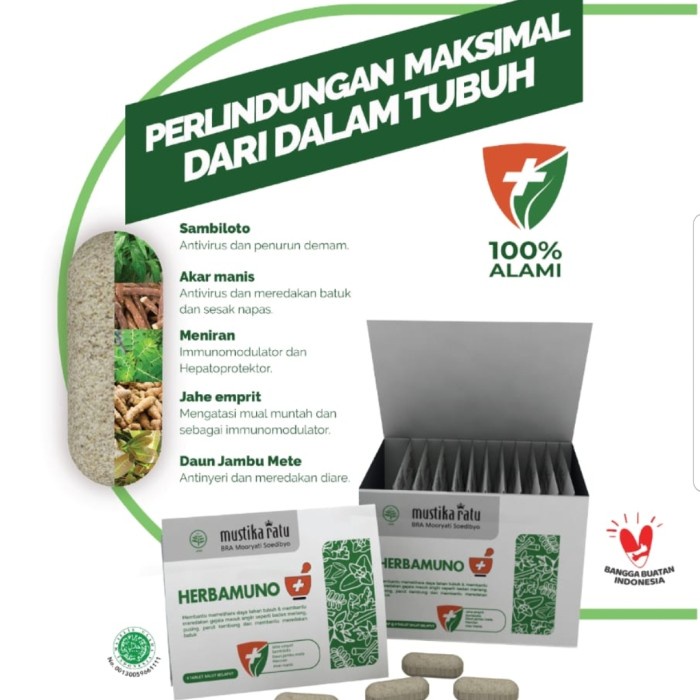 TUBUH-KEKEBALAN-SISTEM- MUSTIKA RATU HERBAMUNO+IMMUNE MODULATOR 12 STRIP @4 TABLET (1 BOX) -SISTEM-