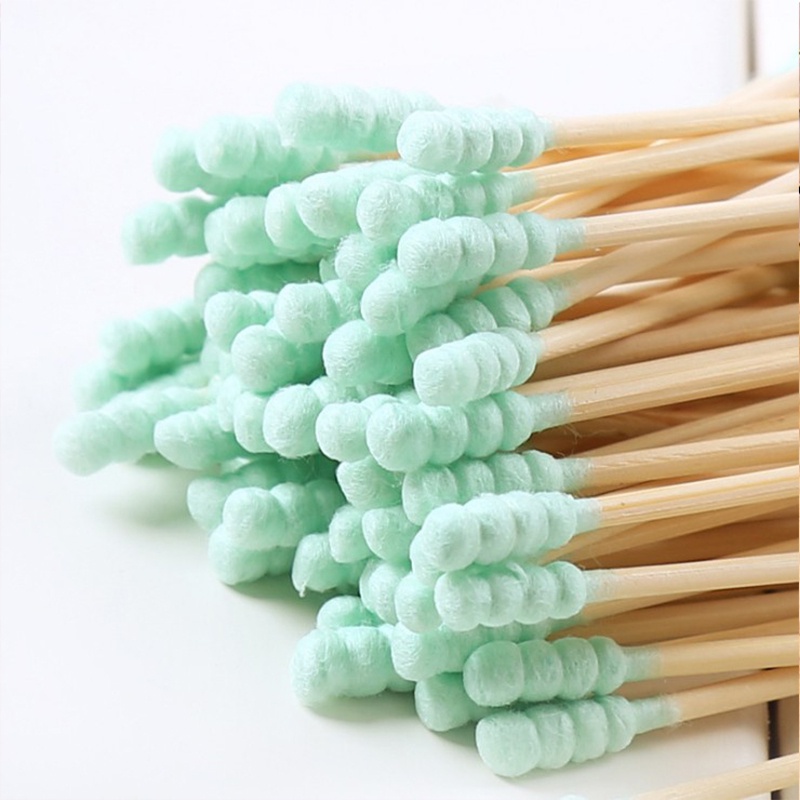 Kangaroomom 100 pcs/pack Baby Cotton Swab Thin Buds Berwarna Ganda-Spiral Ujung Kapas Sanitary Swab Kecil-Won