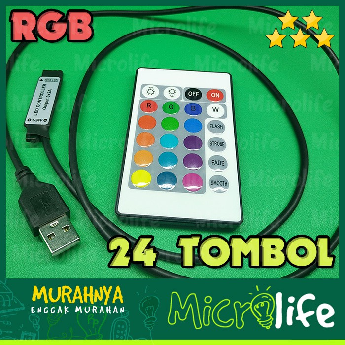 LED DIMMER RGB 24 TOMBOL REMOTE IR KEYS CONTROL