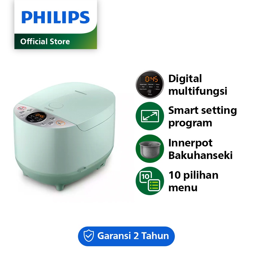 Jual PHILIPS 1.8L Digital Rice Cooker HD4515/85 400Watt 10 Menu
