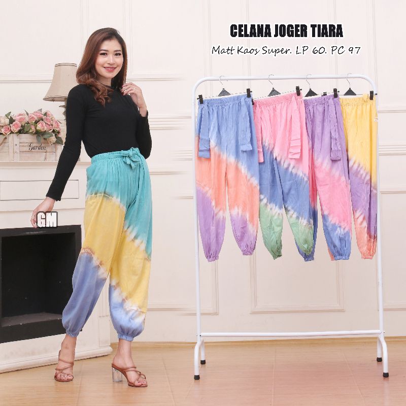 Celana panjang bahan kaos termurah motif tie dye kekinian