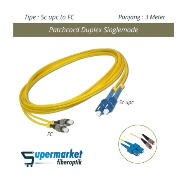 Kabel Patch Cord Patchcord SC-UPC to FC Duplex SM 3 Meter