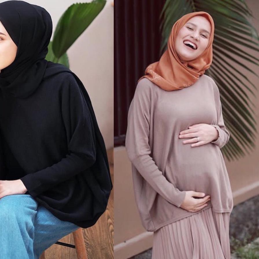 New ×— Bigclo Ld 120 140cm Baju Hamil Blouse Jumbo Atasan Wanita Muslim Basic Polos Lengan Panja Shopee Indonesia