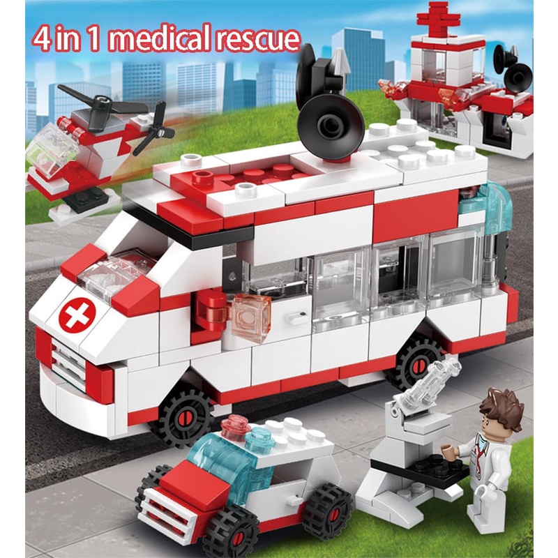 MAINAN BALOK BLOCK LEGO MEDICAL RESCUE CAR AMBULANCE RUMAH SAKIT DOKTER TIM PENYELAMAT