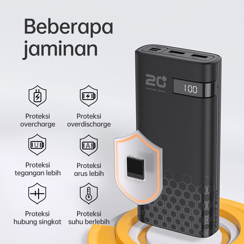 PowerBank Kivee 20000Mah Digital Display Power dengan Multi Proteksi