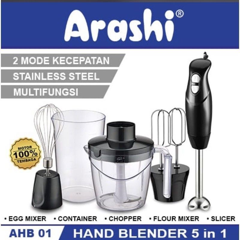 Blender Tangan  / Hand Blender Arashi 5in1 AHB 01 Garansi Resmi