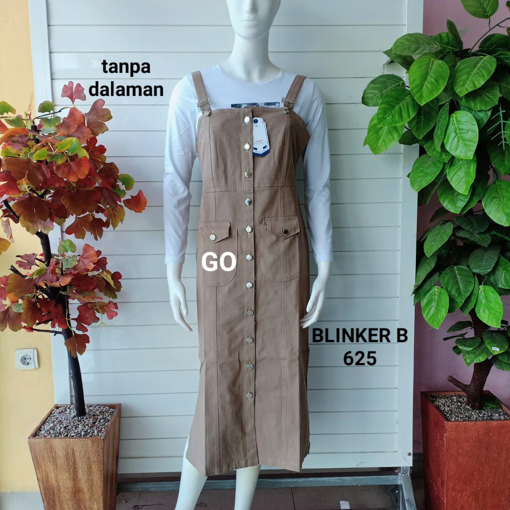 gof BLINKER B OVERALL Pakaian Wanita Dress Singlet Tanpa Dalaman Berkancing Original Casual Santai