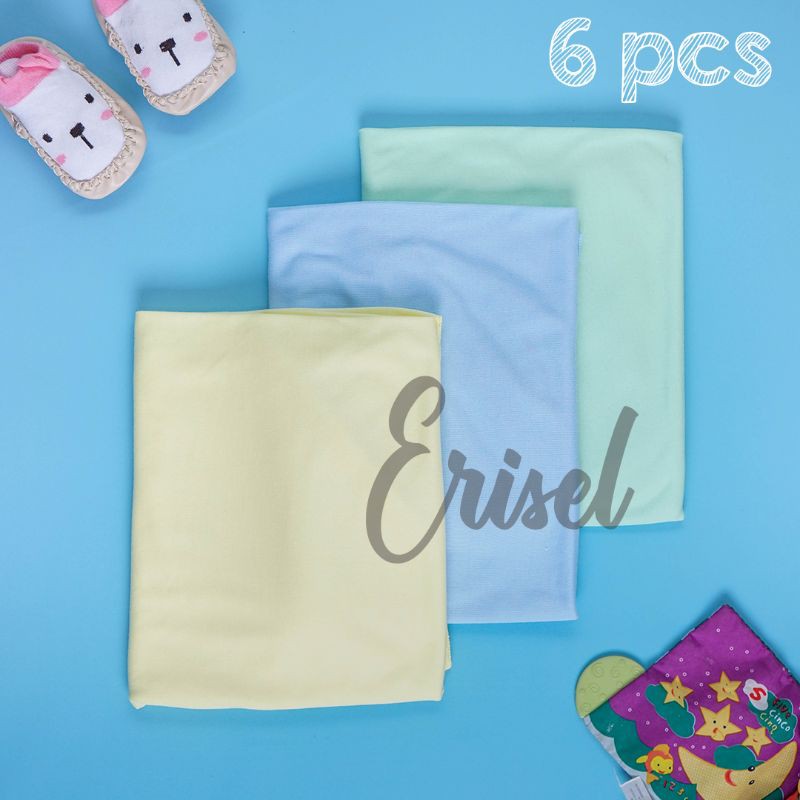 6Pcs Bedong Pernel bayi baru lahir lebar 90x110 Motif Polos