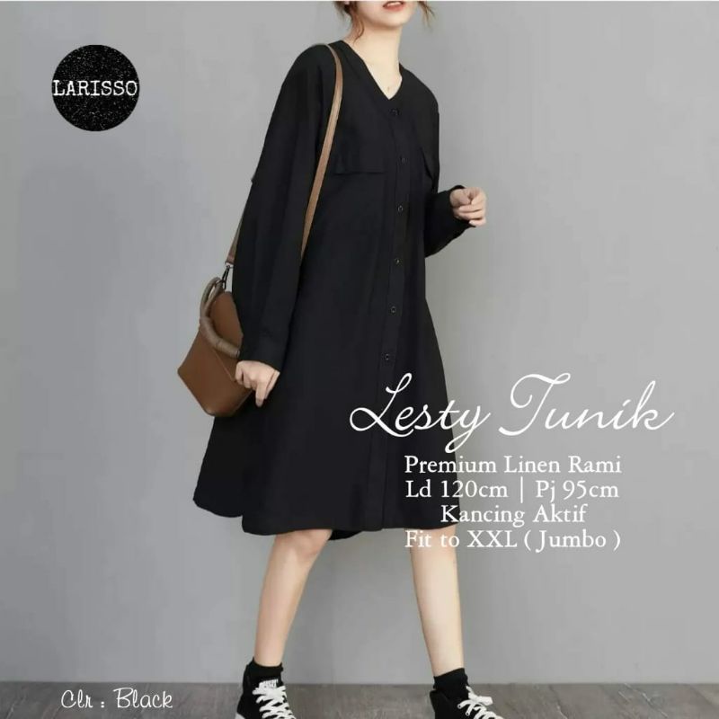 Lesty long tunik katun linen LD 120 jumbo XXL