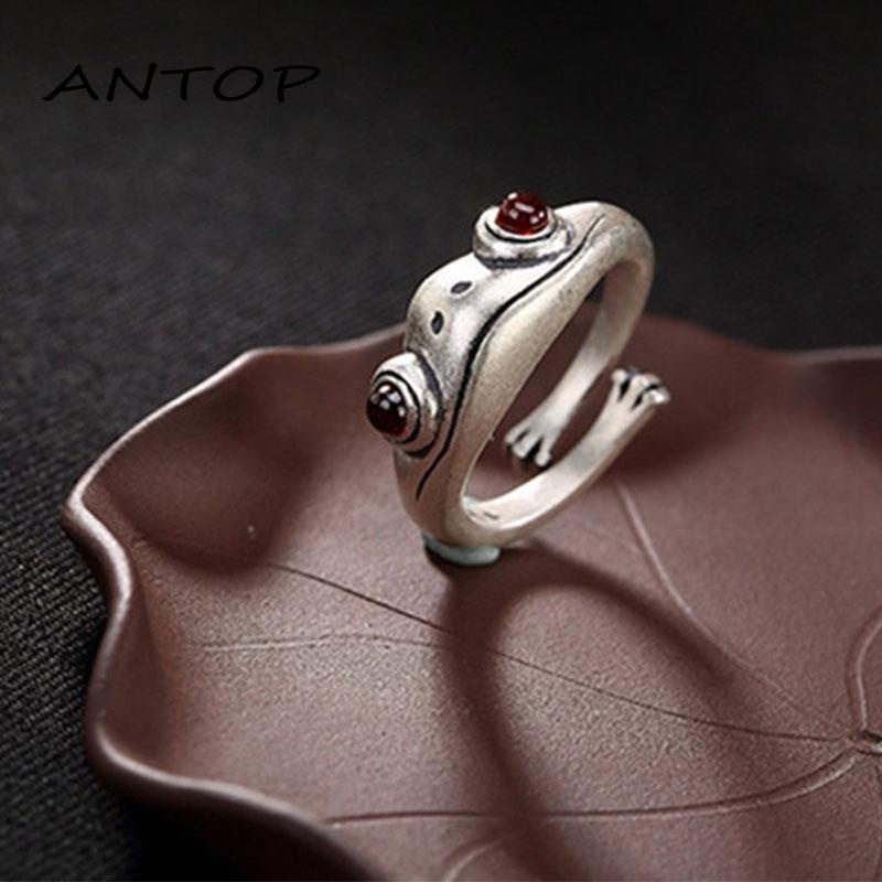 Cincin Model Terbuka Desain Katak Fortune Gaya Retro Untuk Priawanita