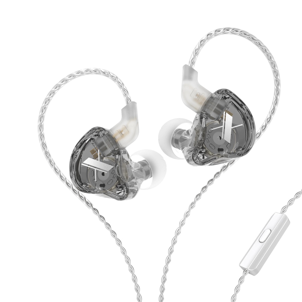 KZ EDX In Ear Earphone with MIC - GARANSI RESMI-Silver Cab Trans