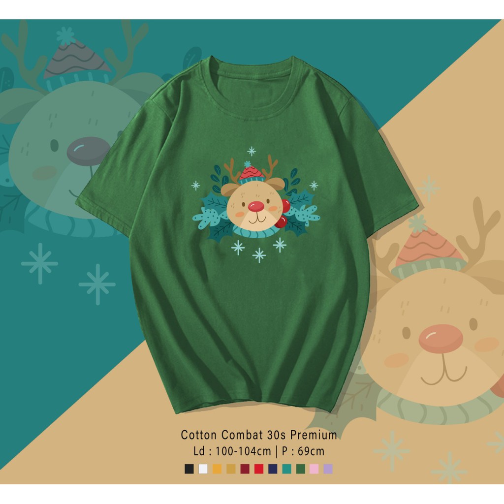 RUSA DAUN CHRITMAS EDITION / KAOS UNISEX CEWEK COWOK / OVERSIZE