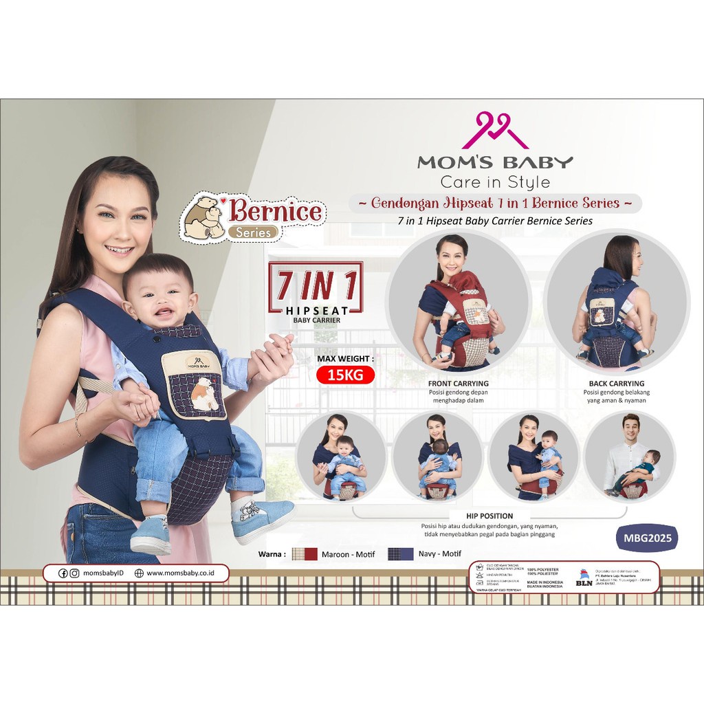 Makassar ! Hipseat / Gendongan Bayi Moms Baby 7 in 1 Bernice Series MBG 2025