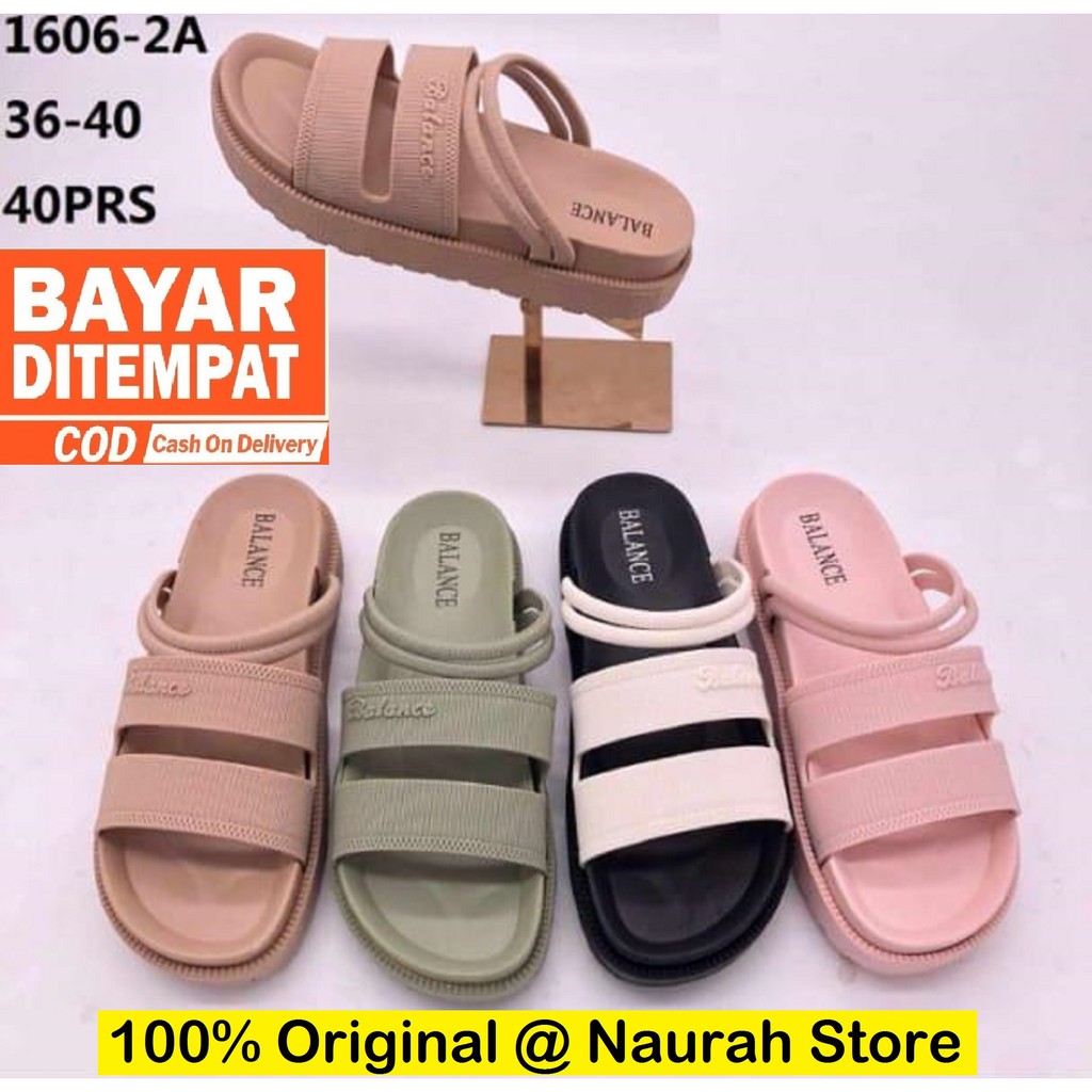 SANDAL WANITA TERBARU 2020 BALANCE 1606 ORIGINAL SENDAL SLOP WANITA JELLY IMPORT LENTUR DISKON PROMO