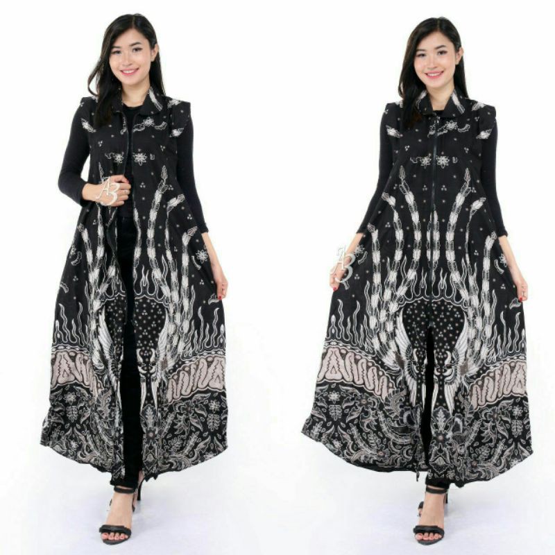 Best Seller LONG CARDI BATIK MOTIF ULIR COKLAT BATIK WANITA SERAGAM BOS-No. 4