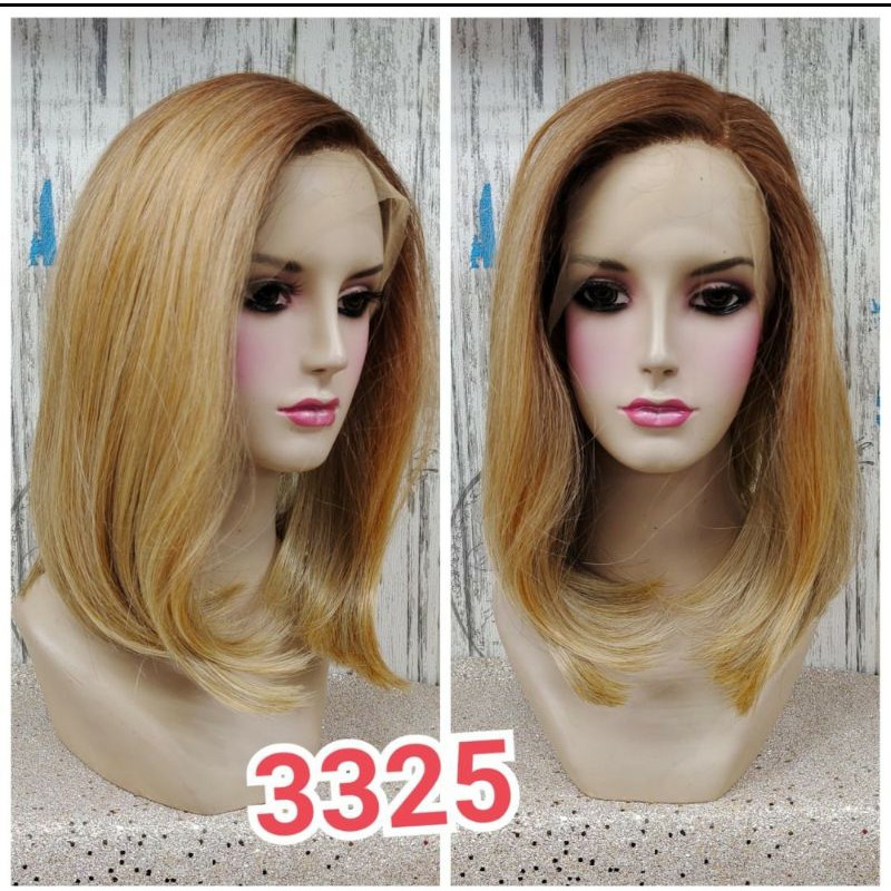 FRONT LACE WIG LACE WIG WANITA PENDEK LURUS BOB WIG KOREA NATURAL 3325 BLONDE WIG RAMBUT PALSU