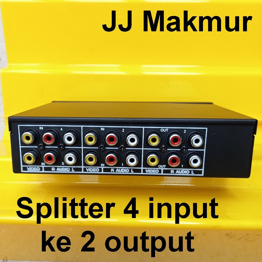 Jual Splitter RCA Audio Video 4 input cabang 2 output Load Port AV