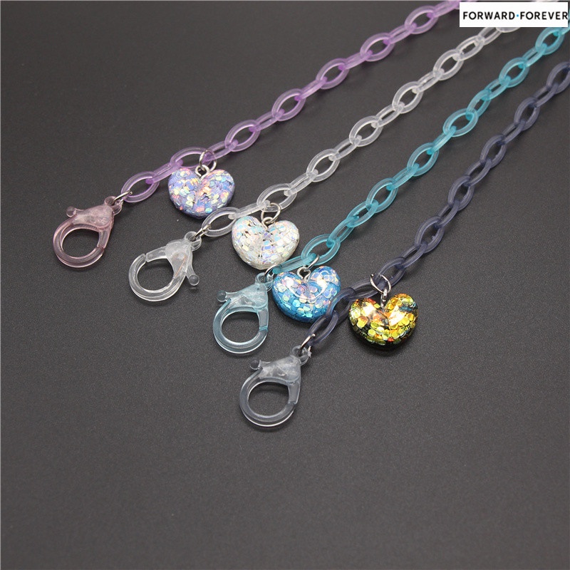 Fashion Transparent Mask Chain Love Pendant Mask Anti-lost Lanyard M60066