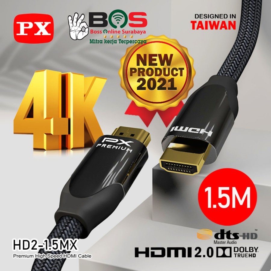 Kabel HDMI High Speed 4K HDR HDMI Cable Nylon 1.5 Meter PX HD2-1.5MX - 1.5M