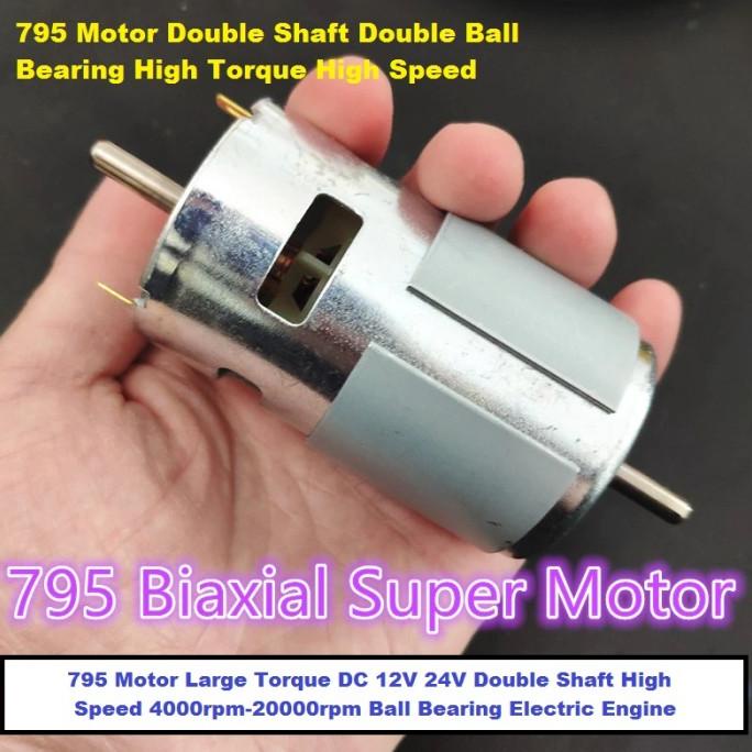 DC 795 Motor Double Shaft Ball Bearing Large Torque DC 12V 24V