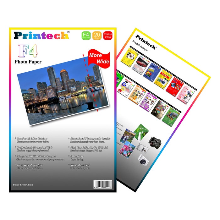 

Senikertas- Kertas Foto / Photo Paper Printech Glossy Folio / F4 210G - 02021 -Kertas-Seni.