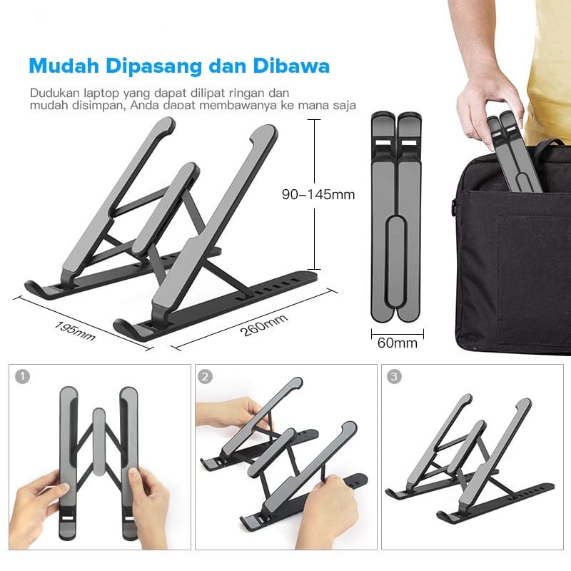 Laptop Stand P1 / Holder Notebook IPAD Macbook Stand Meja Lipat / Dudukan Laptop Universal