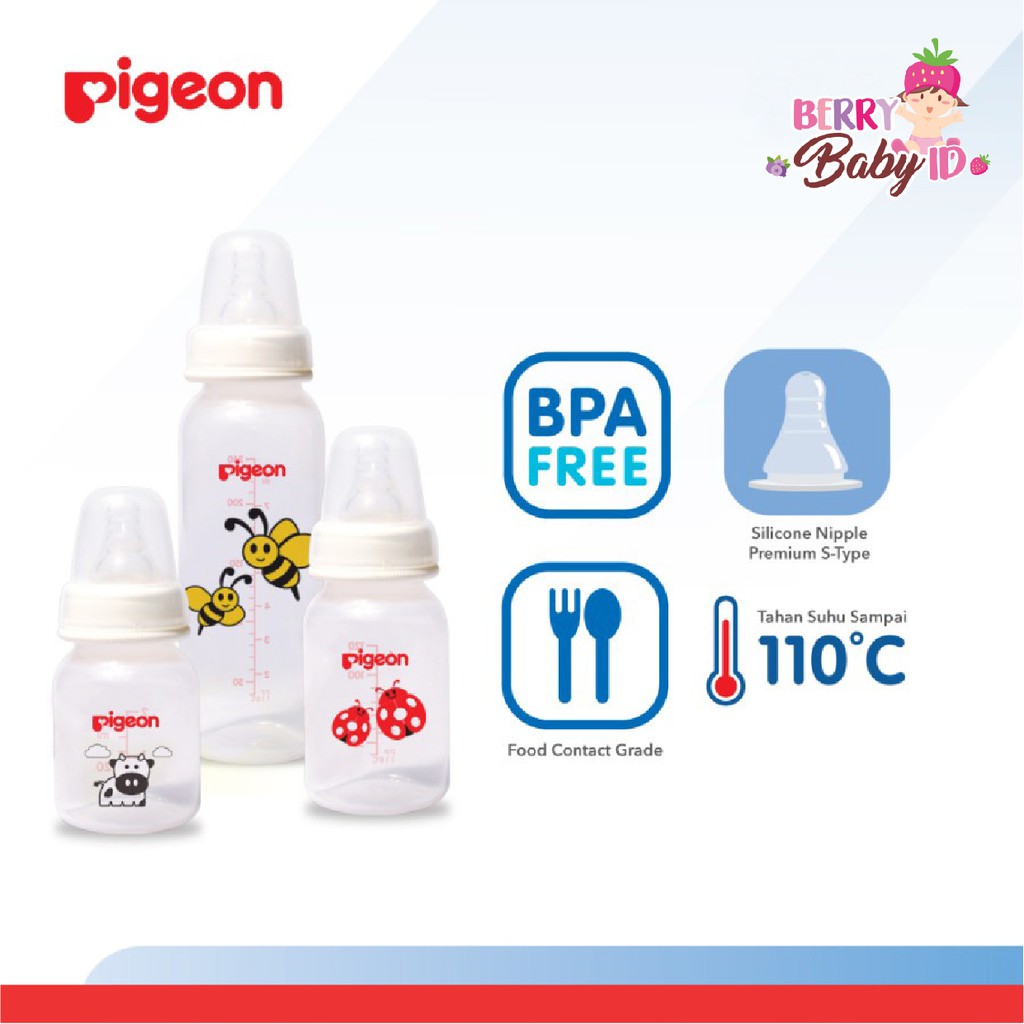 Pigeon Baby Bottle Animal Series Silicone Nipple Botol Susu Bayi 50 ml Berry Mart