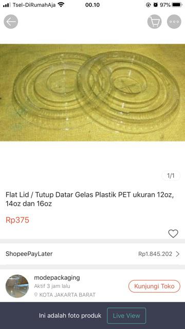 Flat Lid / Tutup Datar Gelas Plastik Pet Ukuran 12oz, 14oz Dan 16oz