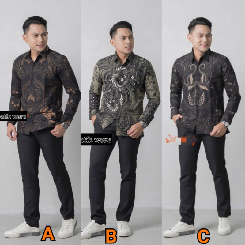 PREMIUM batik SLIMFIT pria dewasa lengan panjang mewah/ kemeja batik premium/ kemeja batik berlapis 