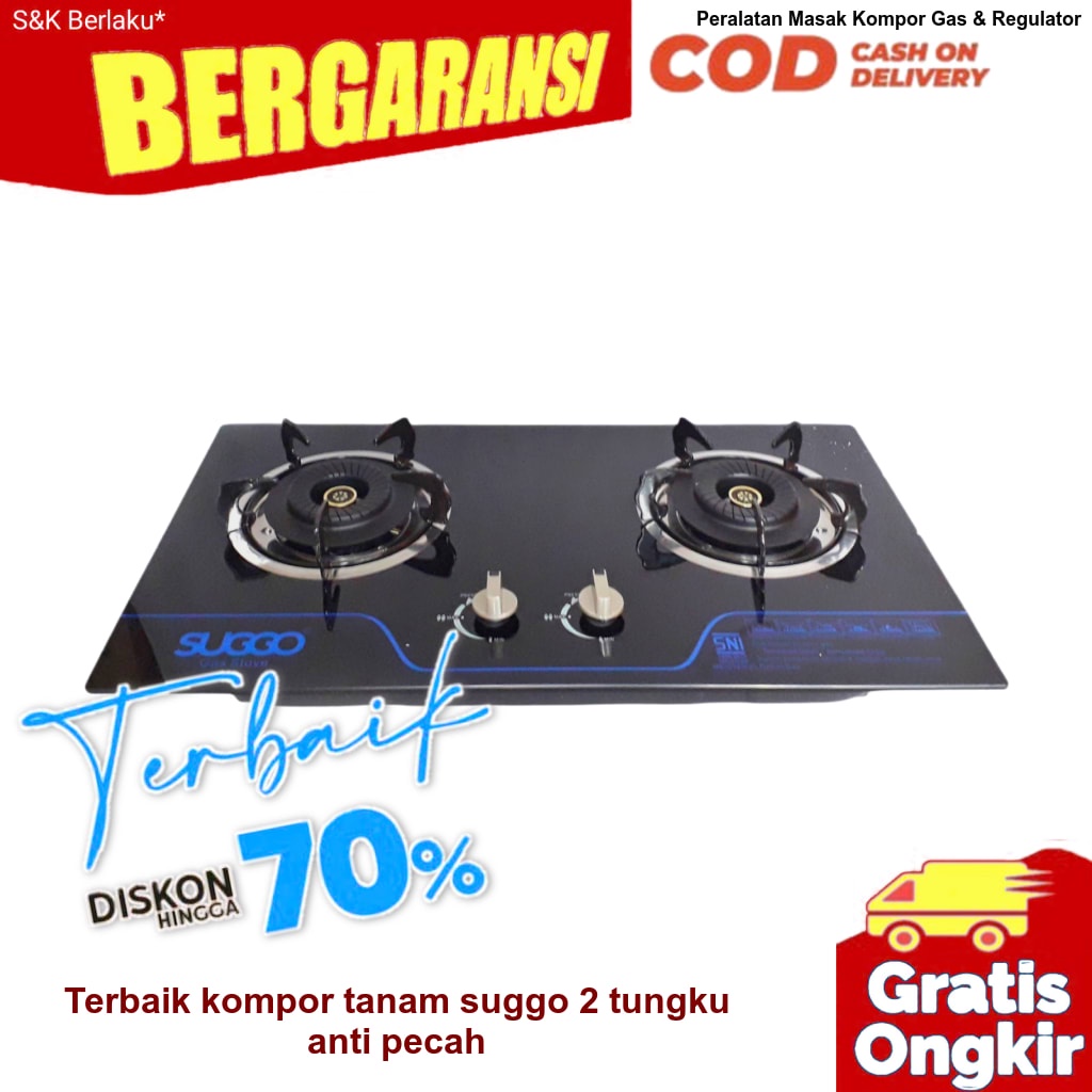 SUGGO SG 208 Kompor Tanam Kaca Anti Pecahh