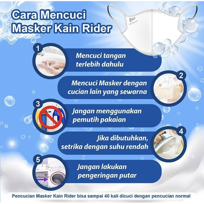 MASKER RIDER ORIGINAL 2 LAPIS KAIN DEWASA ANTI BAKTERI VIRUS NON MEDIS