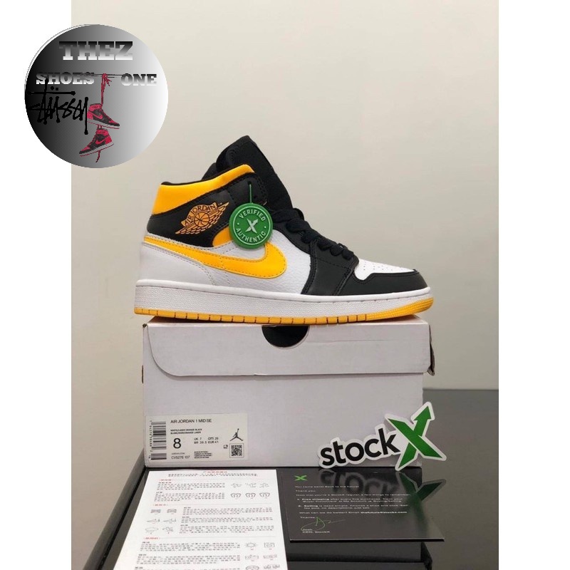 Sepatu Nike Air Jordan 1 Mid Se " Laser Orange " Unauthorized Authentic High Quality