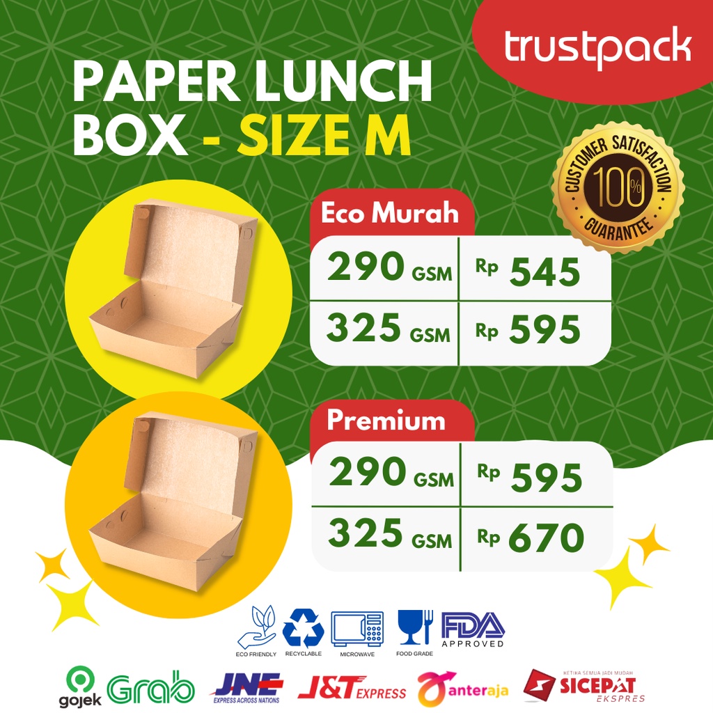 LUNCH BOX PAPER KRAFT SIZE MEDIUM COKLAT  KOTAK MAKAN POLOS  TAKEAWAY - M MURAH