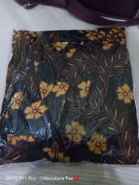 Tey-17 Batik Pria Asj Sa Hrb026 Kenongo Kemeja Tosca Pendek Pekalongan Padi M L Xl Sogan Tulis ::