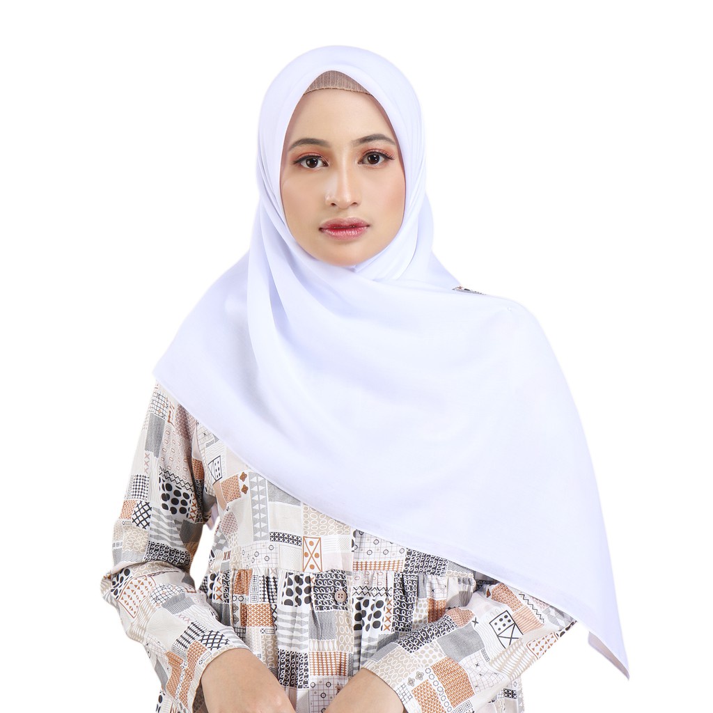 Hijab Basic Voal Umama Jilbab Segi Empat Polos Umama Kerudung Polos Segi Empat Part 3-CLEAR WHITE