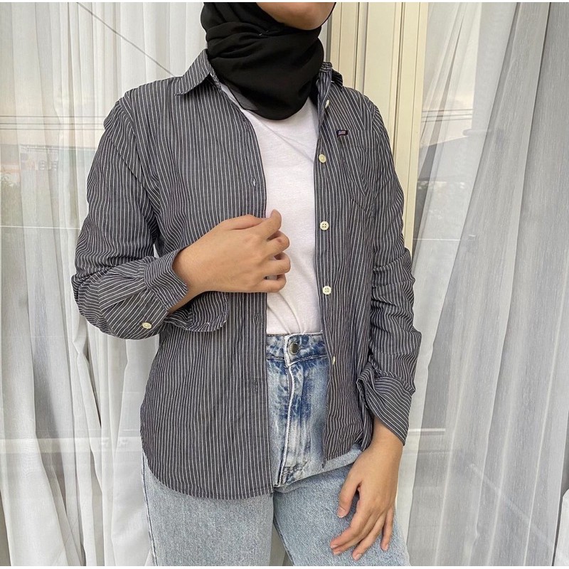 Polo ralph lauren women striped shirt  White and grey (size s)