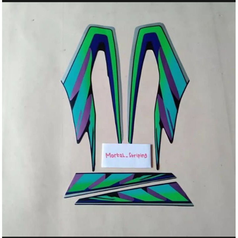 STIKER STRIPING LIS BODY RX KING TAHUN 97 98 1997 1998 WARNA HITAM SILVER HIJAU